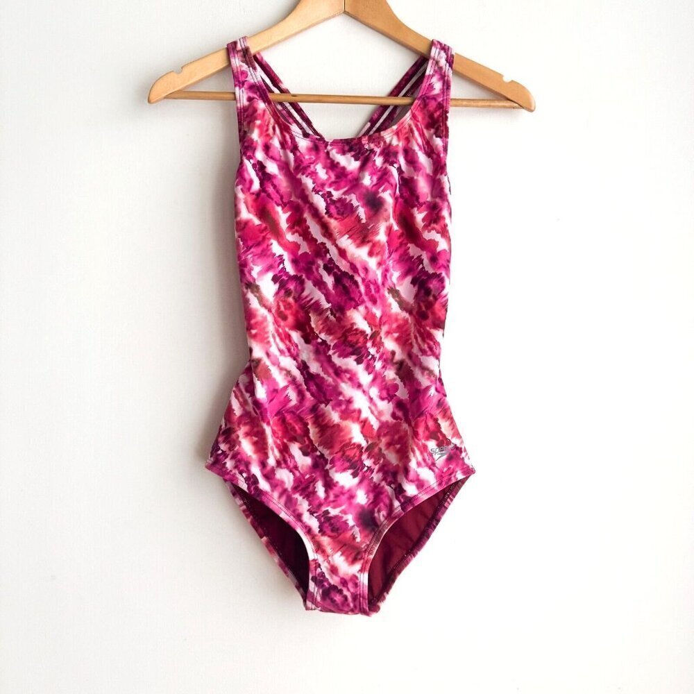 Speedo Pink White Tie Dye One Piece Swimsuit New 6